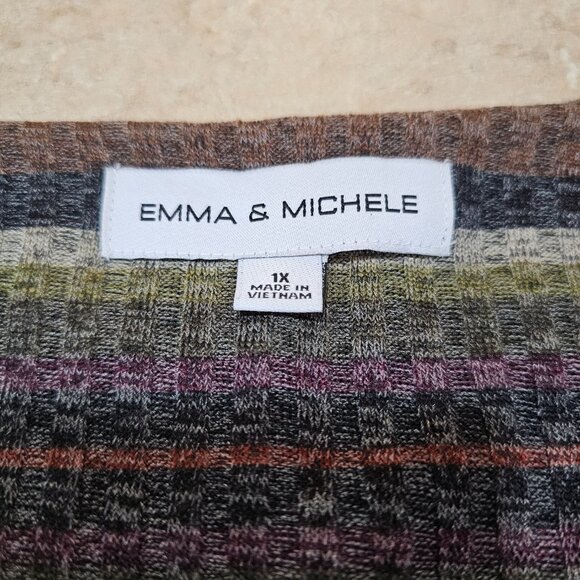 Women's Emma & Michele Striped Sweater Dress Front Zipper 3/4 Sleeve Size 1X - Picture 4 of 6